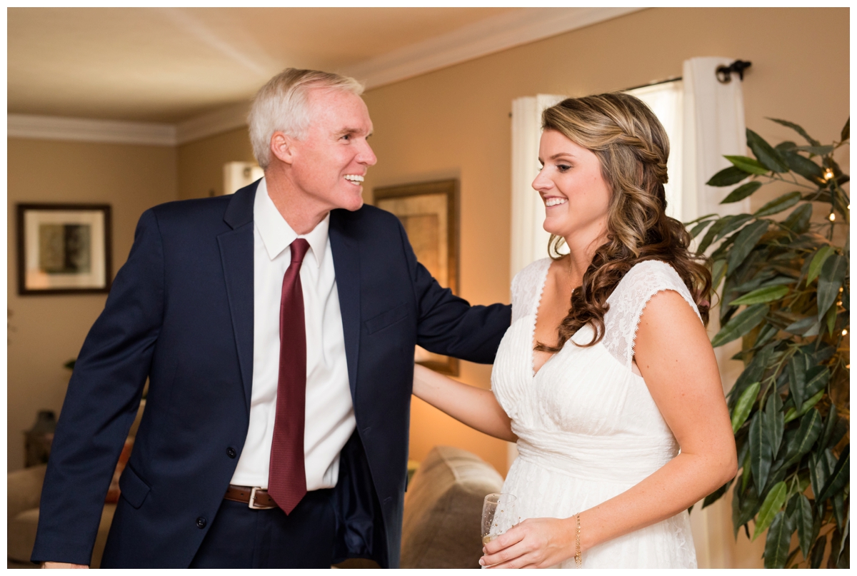 Bride's dad seeing her for the first time on her wedding day.