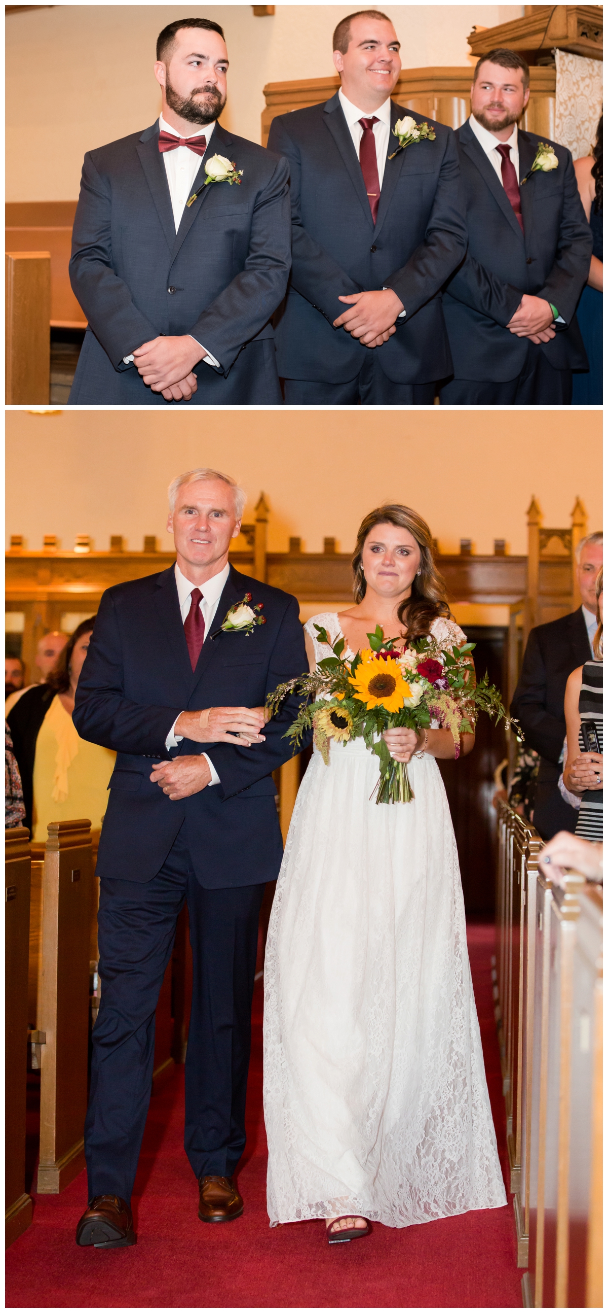 Bride and her father during processional at Glyndon United Methodist Church.