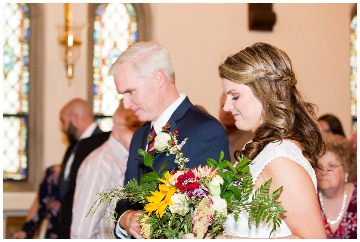 Bride and her father during processional at Glyndon United Methodist Church.