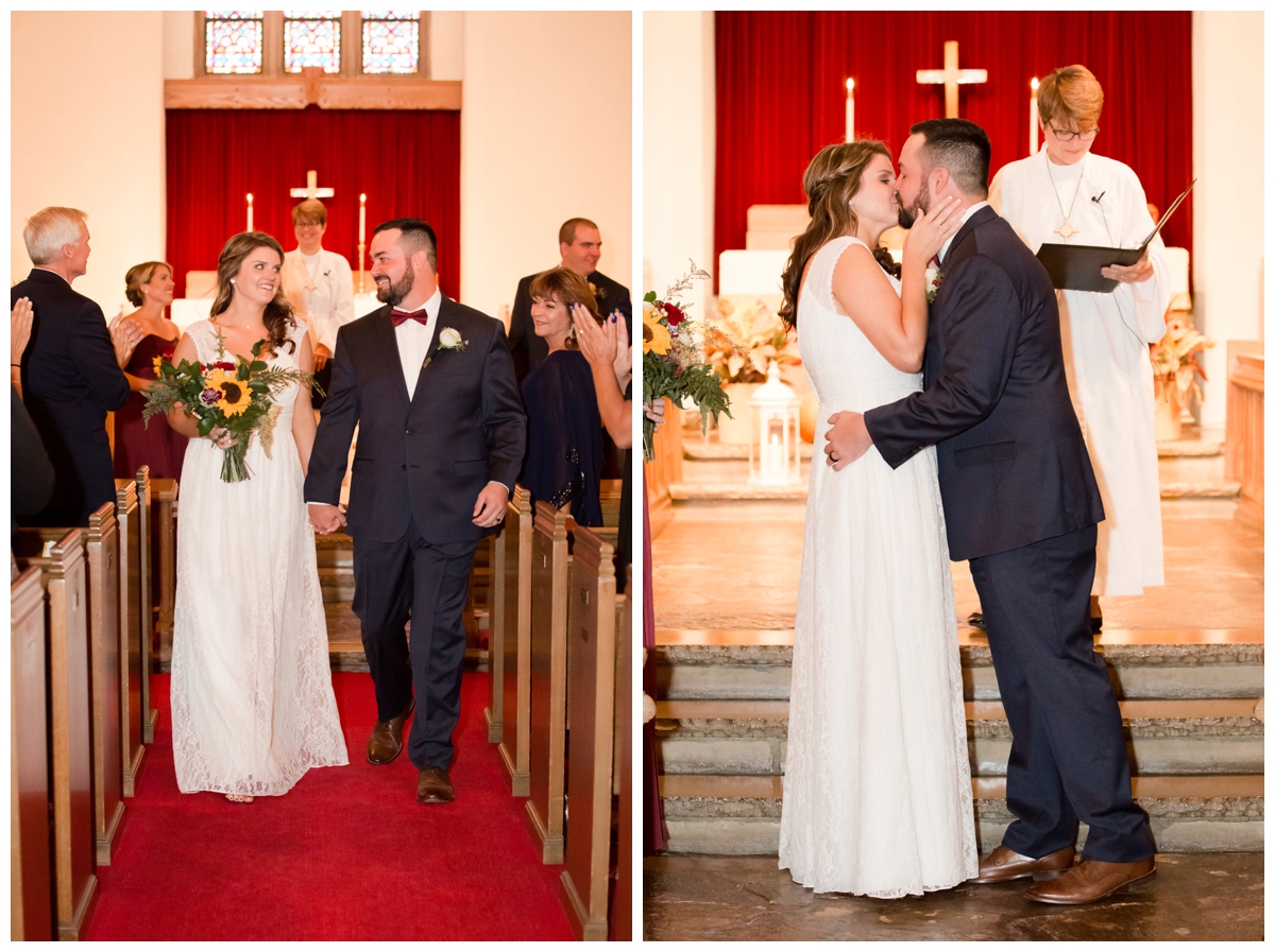 Couple at theAltar of Glyndon United Methodist Church Wedding. The Kiss.