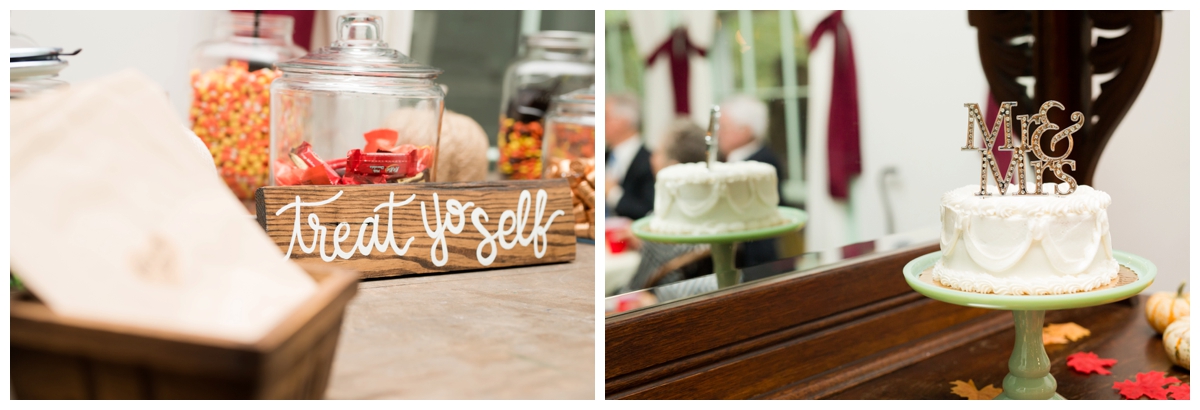 Candy table favors and wedding cake