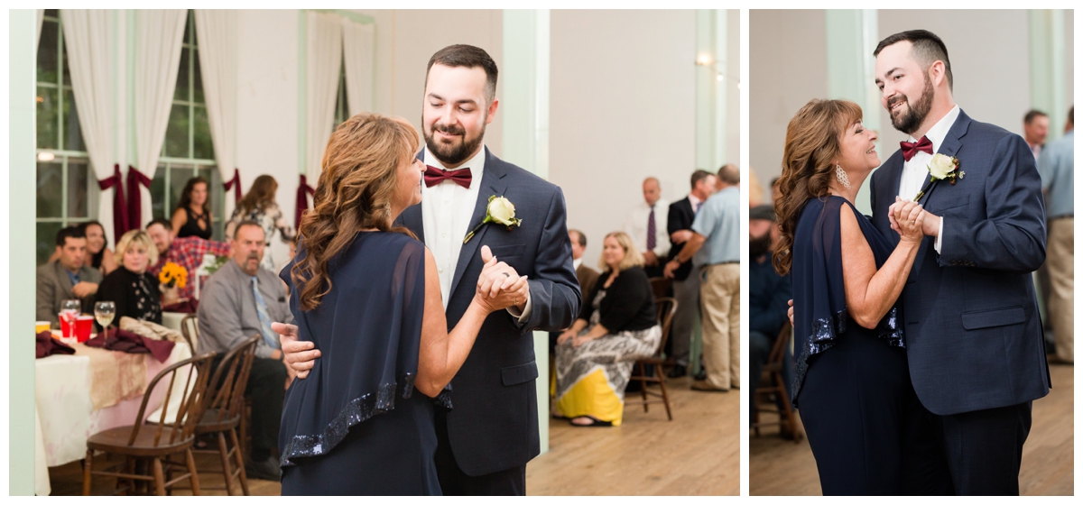 Mother son dance at fall wedding