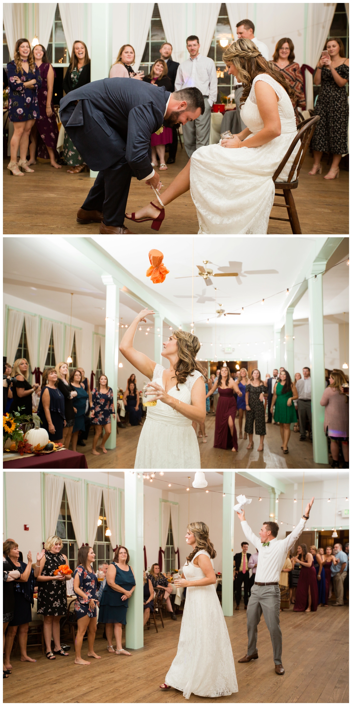 Unique bouquet toss using small whiskey bottles instead of flowers.