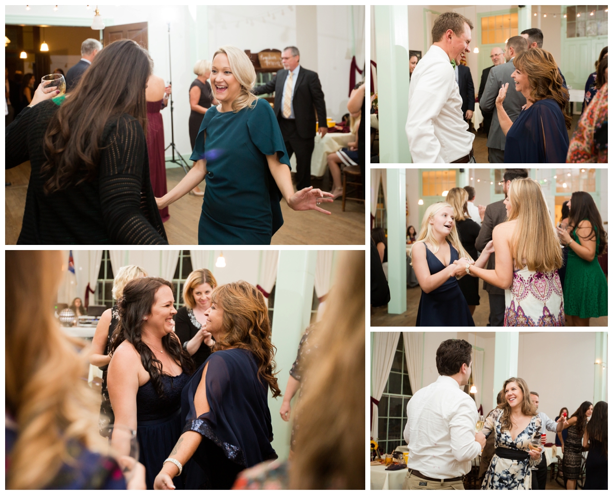 Guests on the dance floor at fall wedding