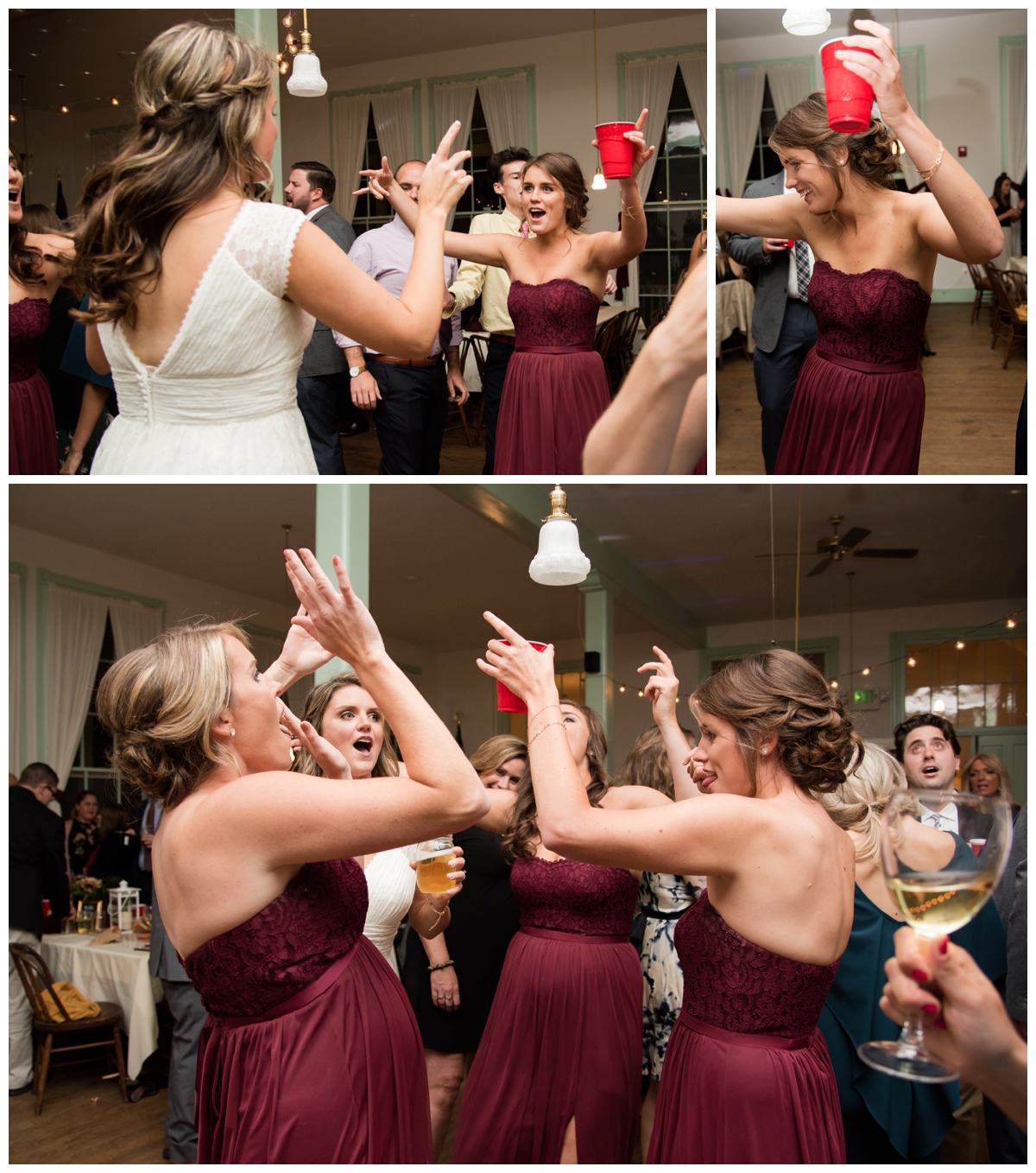 Guests on the dance floor at fall wedding