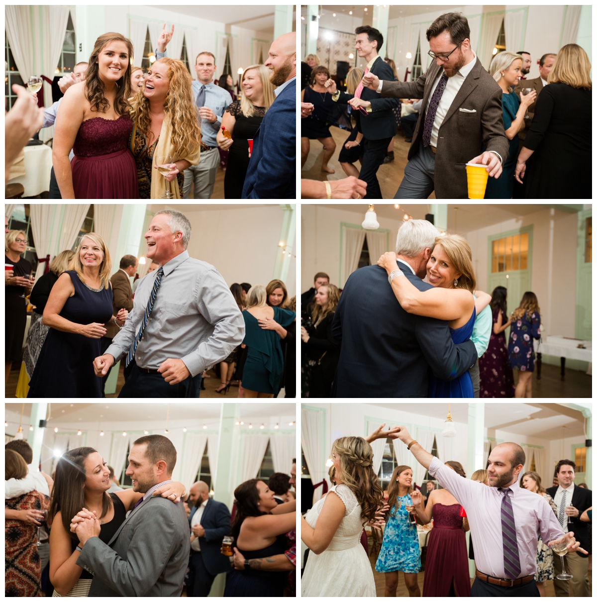 Guests on the dance floor at fall wedding