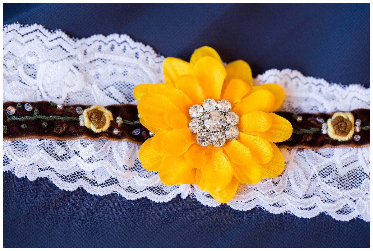 Bride's sunflower and lace guarder with bling.