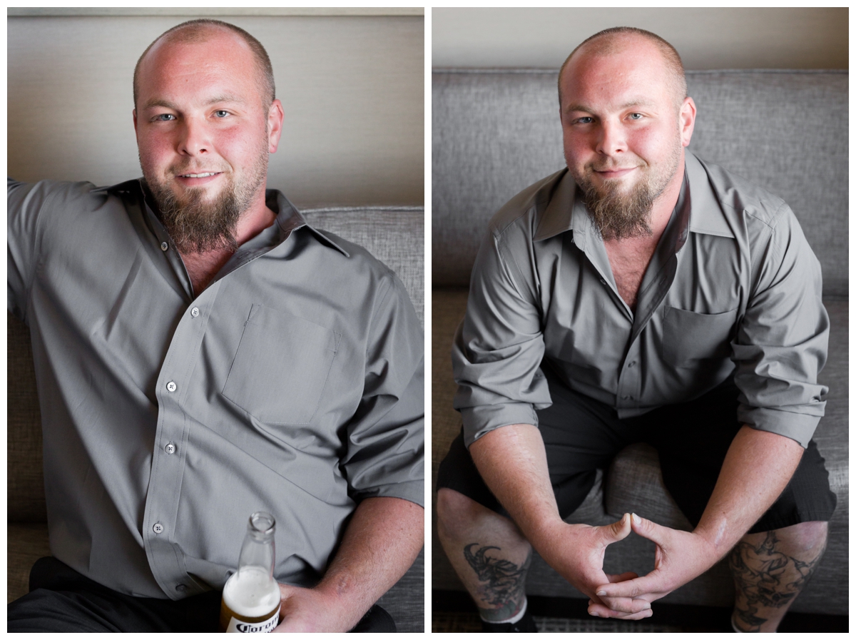 Groom portraits in a hotel before the ceremony