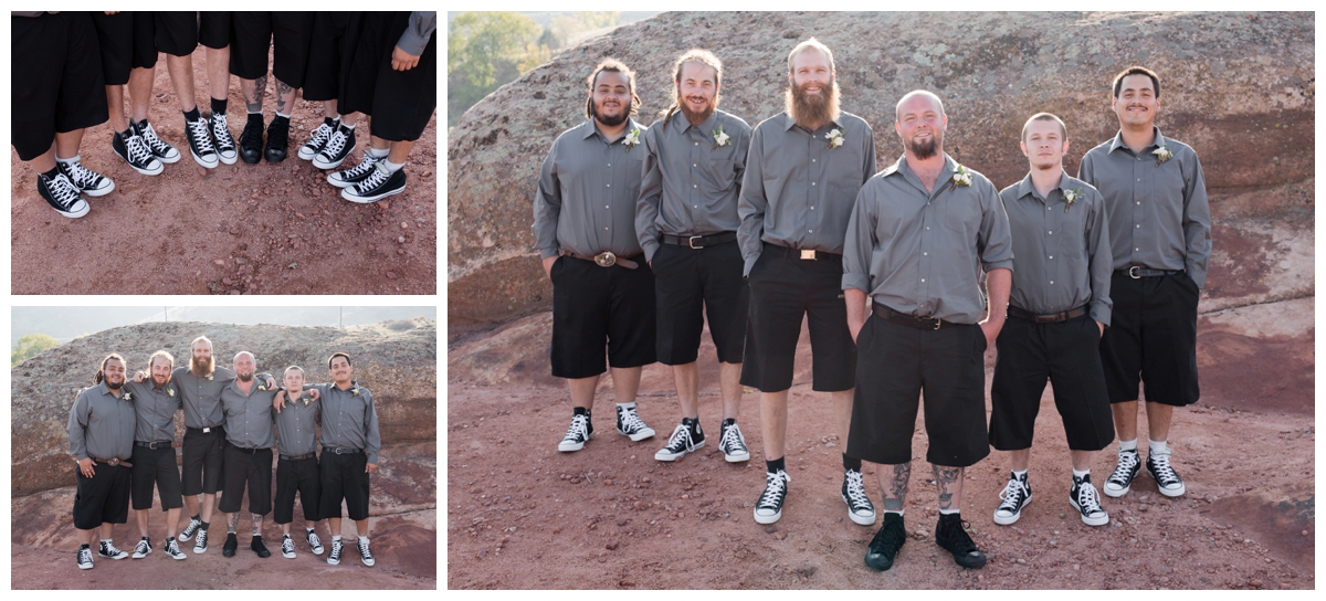 Groomsmen in the foothills of Colorado on the outskirts of Red Rocks