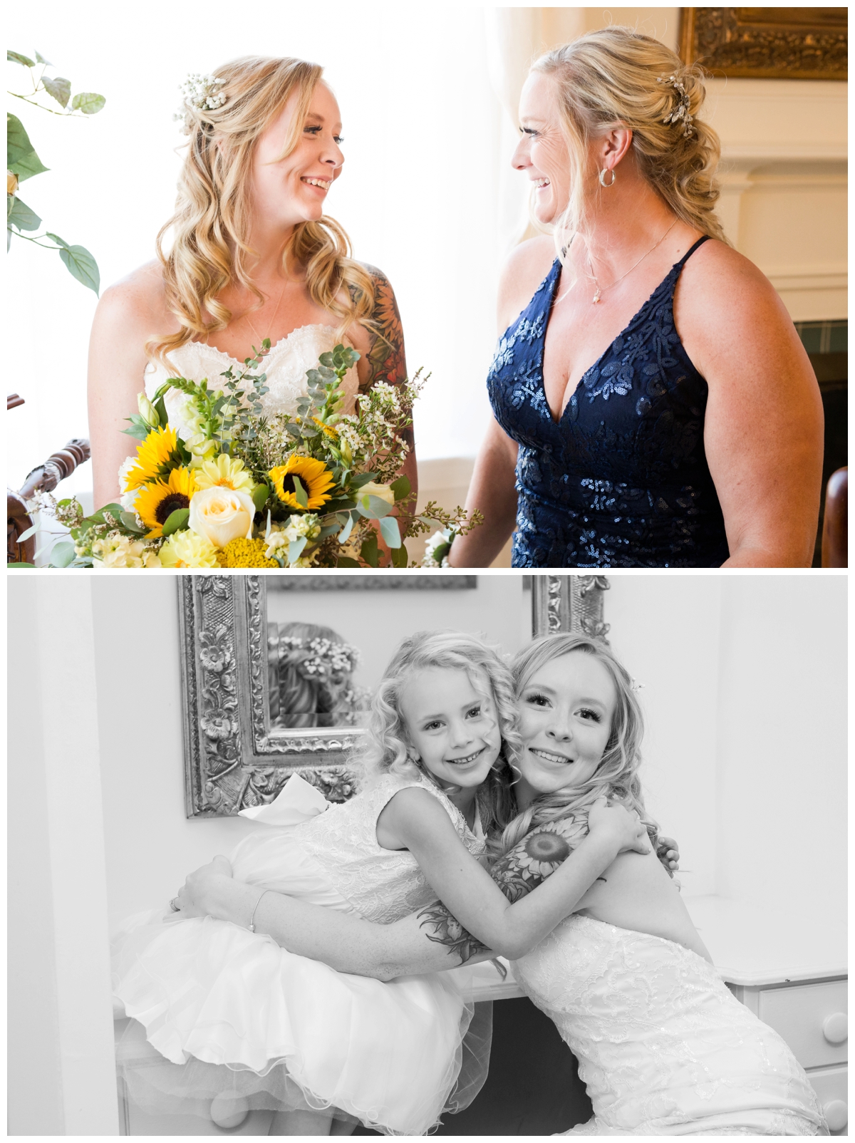 Three generations of women on the wedding day