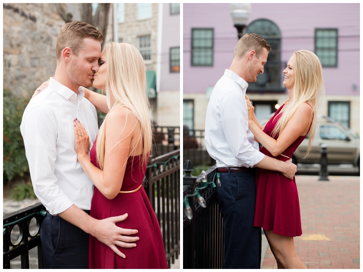 Ellicott City Engagement Photo by train bridge. Old Ellicott City