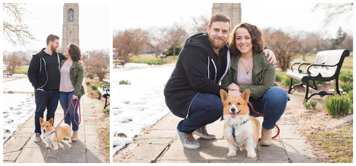 Engaged Couple with Corgi Disney Themed Frederick Maryland photos