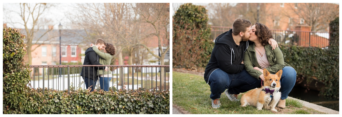 Engaged Couple with Corgi Disney Themed Frederick Maryland photos