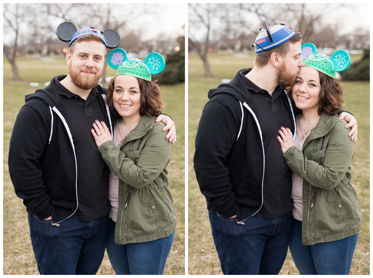 Engaged Couple with Disney Themed Frederick Maryland Engagement Photos