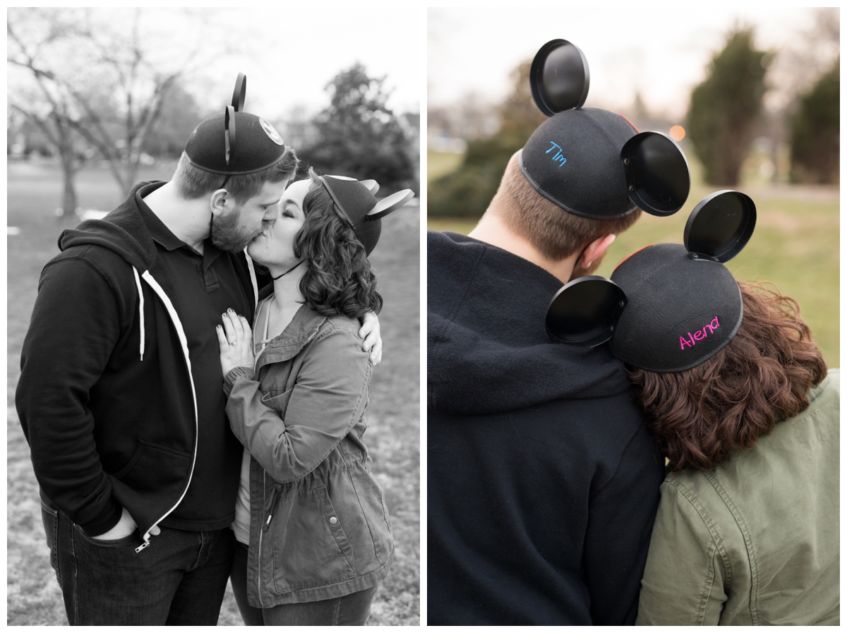Engaged Couple with Disney Themed Frederick Maryland Engagement Photos