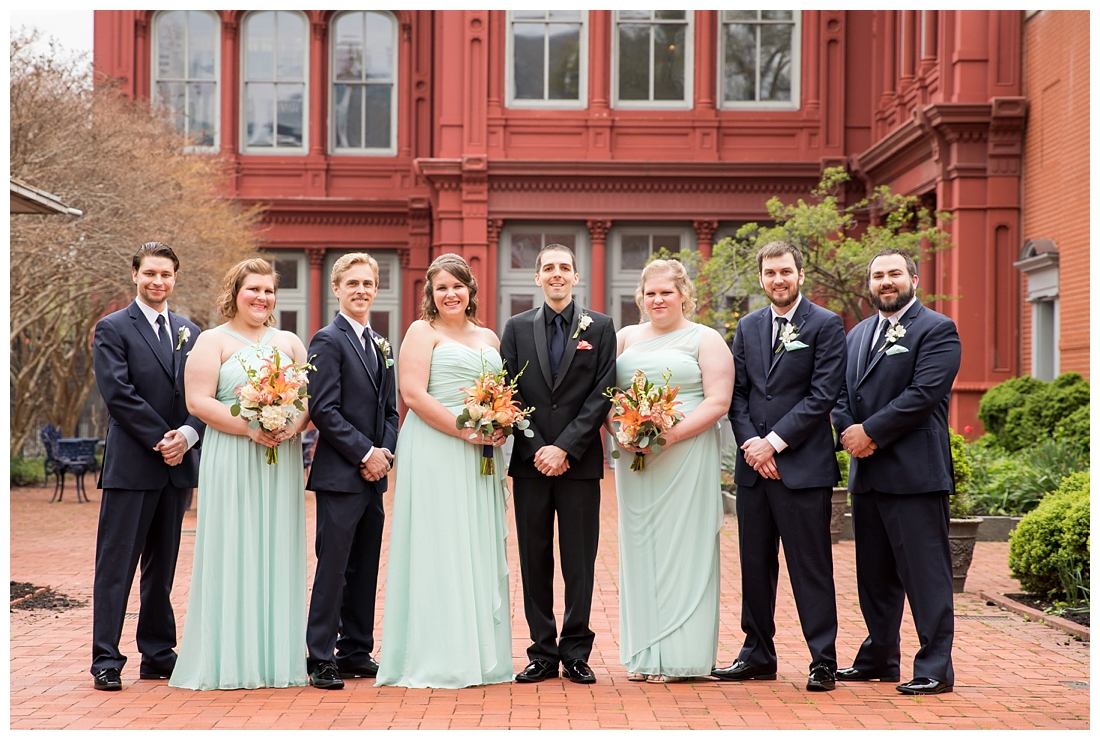 Maryland Wedding Photos. 1840s plaza Baltimore Maryland. Spring Wedding. Co-ed wedding party. ballroom dancing bio queen. blue and pink wedding colors. Valerie Michelle Photography. 