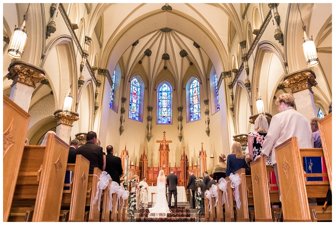 Towson Maryland Catholic Church Ceremony. Joppa Maryland Mountain Branch Golf Club Wedding. The Belvedere bridal wedding preparation. Stained glass catholic church