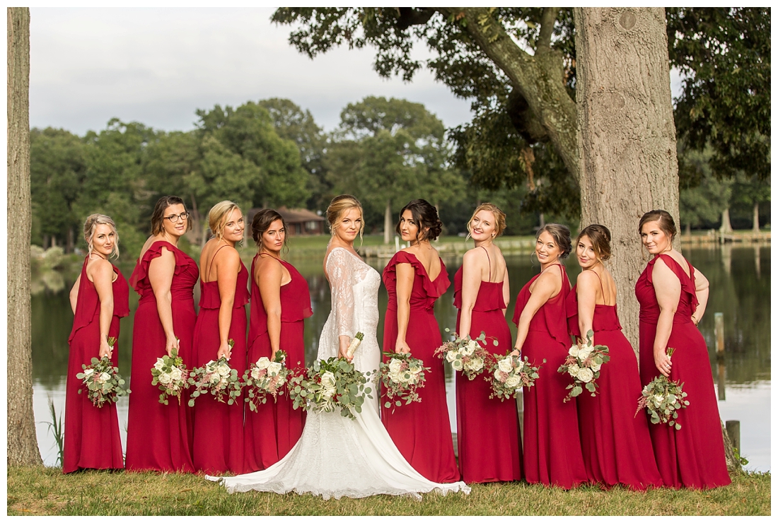 Eastern Shore Wedding. Water Front Wedding. Maryland Wedding. Queenstown Maryland. Fall October Wedding. Burgundy and Navy wedding colors. Maryland Wedding Photographer, Annapolis Wedding Photographer. Wedding at private residence, wedding at our home, tent wedding. Bridesmaid portraits