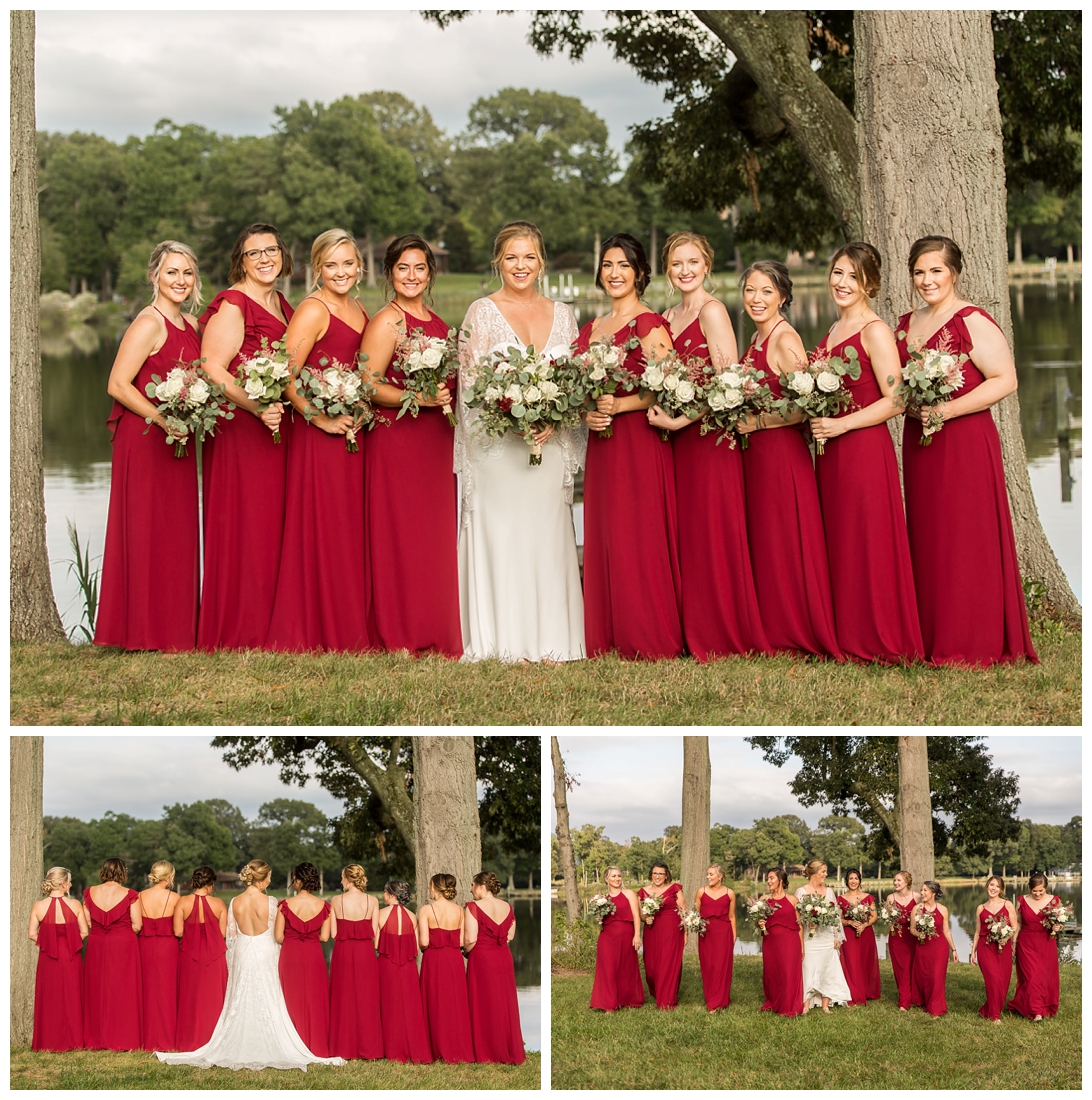 Eastern Shore Wedding. Water Front Wedding. Maryland Wedding. Queenstown Maryland. Fall October Wedding. Burgundy and Navy wedding colors. Maryland Wedding Photographer, Annapolis Wedding Photographer. Wedding at private residence, wedding at our home, tent wedding. Bridesmaid portraits