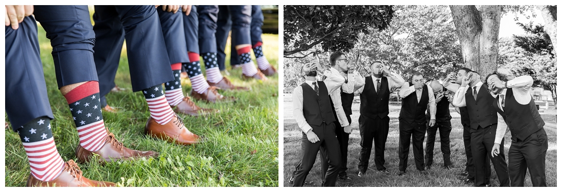 Eastern Shore Wedding. Water Front Wedding. Maryland Wedding. Queenstown Maryland. Fall October Wedding. Burgundy and Navy wedding colors. Maryland Wedding Photographer, Annapolis Wedding Photographer. Wedding at private residence, wedding at our home, tent wedding. Groomsmen portraits, matching socks, american flag socks, blue suits. 