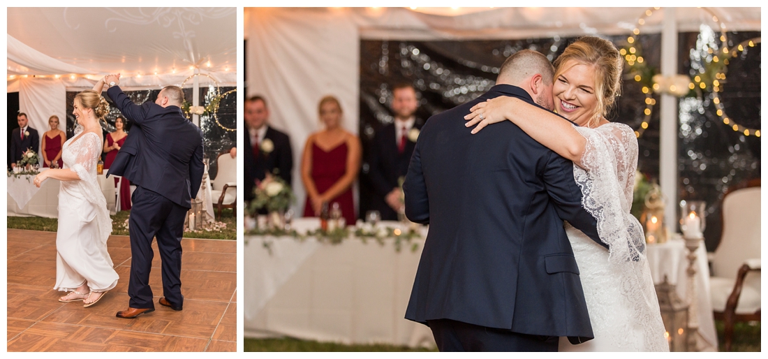 Eastern Shore Wedding. Water Front Wedding. Maryland Wedding. Queenstown Maryland. Fall October Wedding. Burgundy and Navy wedding colors. Maryland Wedding Photographer, Annapolis Wedding Photographer. Wedding at private residence, wedding at our home, tent wedding. bride and groom first dance