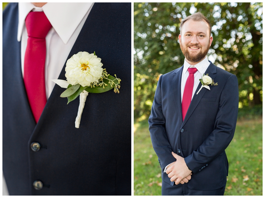 Frederick Maryland McClintlock Distillery Wedding. Frederick Wedding. Distillery Wedding. Cottage getting ready. Air bnb wedding day. Burgundy and Navy wedding color scheme. Groom Portraits.