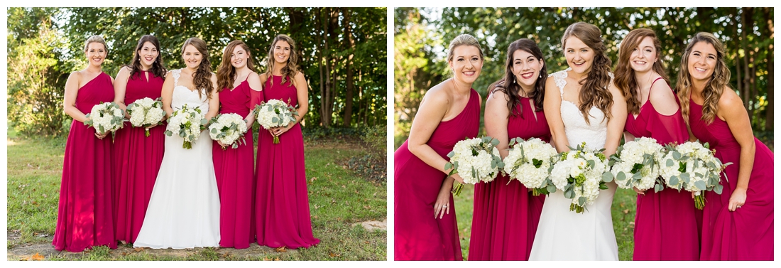 Frederick Maryland McClintlock Distillery Wedding. Frederick Wedding. Distillery Wedding. Cottage getting ready. Air bnb wedding day. Burgundy and Navy wedding color scheme. Bridesmaid portraits.