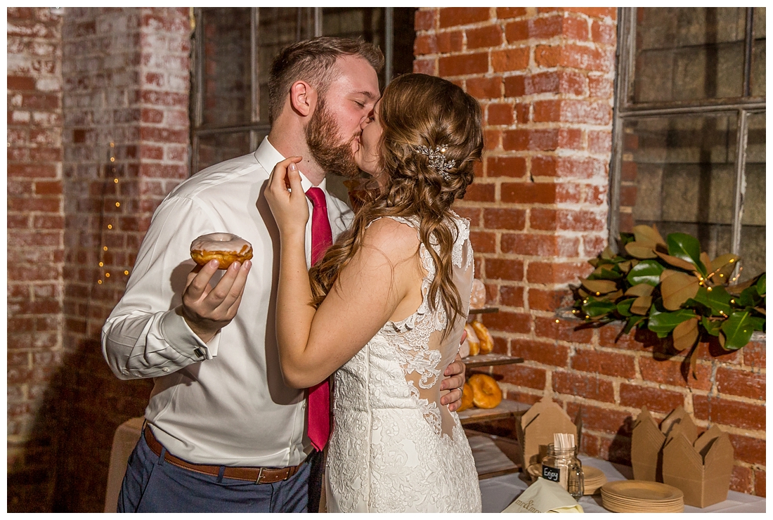 Frederick Maryland McClintlock Distillery Wedding. Frederick Wedding. Distillery Wedding. Cottage getting ready. Air bnb wedding day. Burgundy and Navy wedding color scheme. donut smashing wedding donuts.