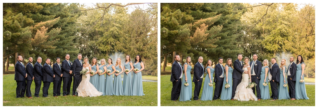 Fall wedding at The Royer House in Westminster Maryland. Cool fall day with dusty blue theme. Carroll County wedding. Cold Wedding day. Windy Wedding. Farm Wedding.  bridal party photos