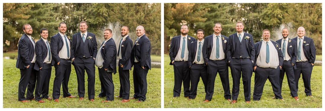 Fall wedding at The Royer House in Westminster Maryland. Cool fall day with dusty blue theme. Carroll County wedding. Cold Wedding day. Windy Wedding. Farm Wedding.  groom and groomsmen photos