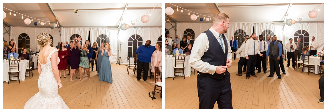 Fall wedding at The Royer House in Westminster Maryland. Cool fall day with dusty blue theme. Carroll County wedding. Cold Wedding day. Windy Wedding. Farm Wedding. Bouquet toss, garter toss, wedding festivities.