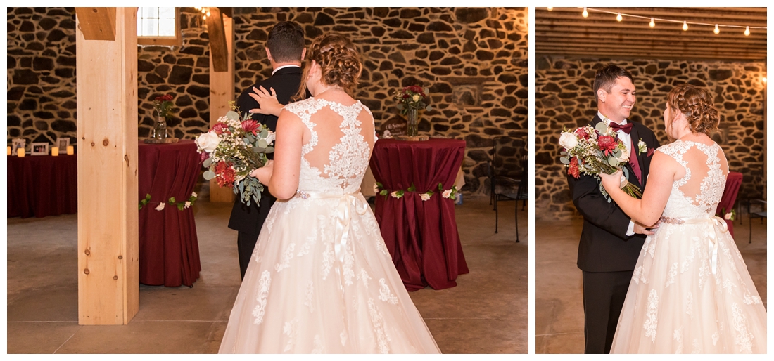 Vineyards of Marys Meadow Wedding in Darlington Maryland. Rainy fall wedding. Cold wedding day. Rainy wedding day. maryland wedding photographer. Barn wedding. Farm Wedding. bride and groom first look in the barn