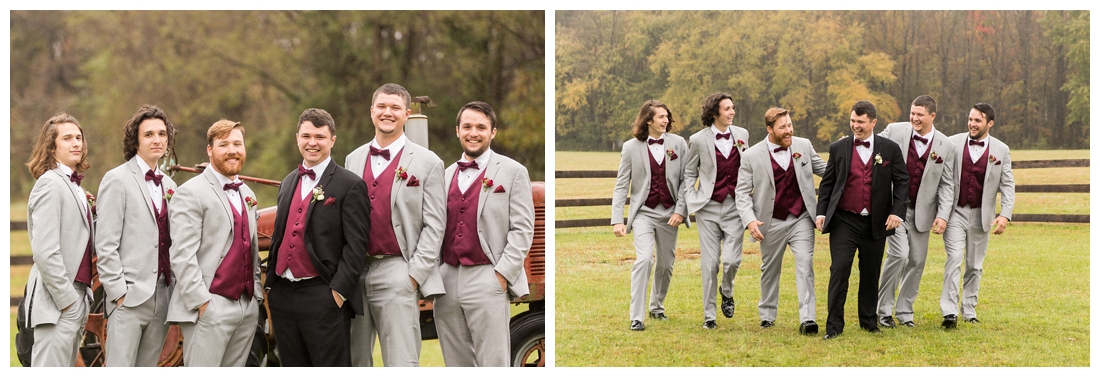 Vineyards of Marys Meadow Wedding in Darlington Maryland. Rainy fall wedding. Cold wedding day. Rainy wedding day. maryland wedding photographer. Barn wedding. Farm Wedding. groomsmen portraits