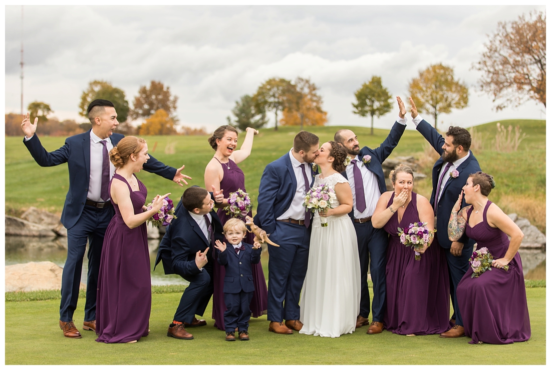 Fall wedding frederick maryland. PB dye golf club wedding. purple and navy wedding. disney themed wedding. rainy wedding day. rainy outdoor ceremony. Rain during the ceremony. Corgi cake topper.