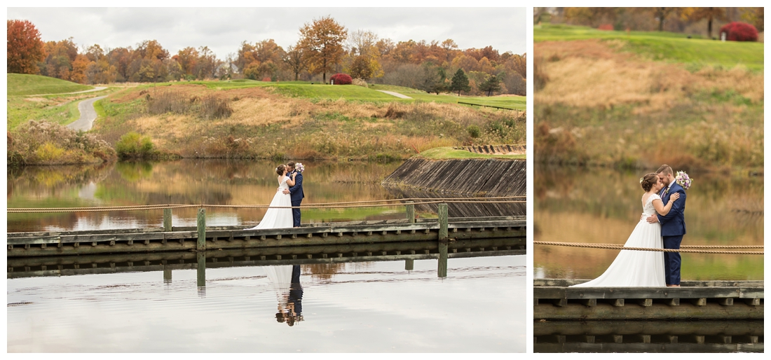 Fall wedding frederick maryland. PB dye golf club wedding. purple and navy wedding. disney themed wedding. rainy wedding day. rainy outdoor ceremony. Rain during the ceremony. Corgi cake topper.