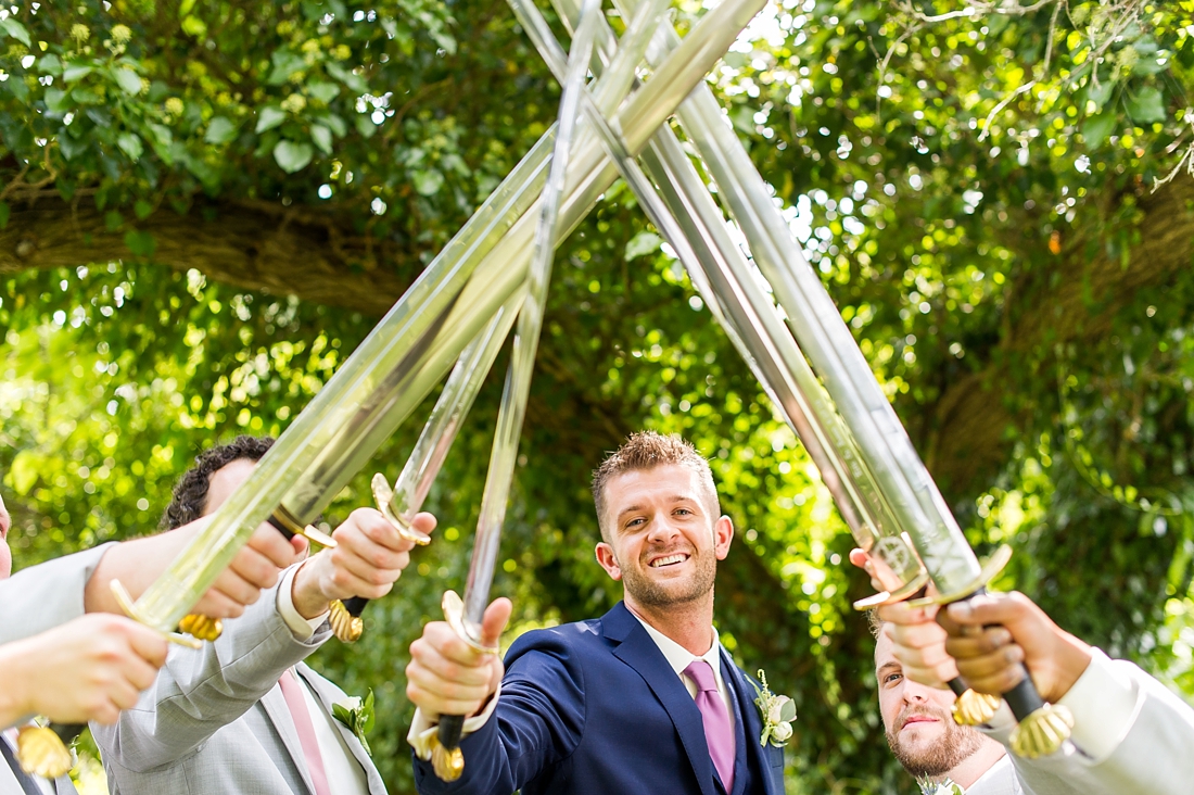 Antrim 1844 wedding. Summer wedding. 2019 couple. 2019 bride. bridal party swords