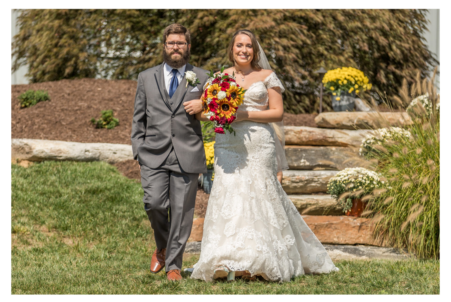 September Wedding. Fall Wedding. Hot September Day. Frederick Wedding Photographer. Stone Ridge Hollow. Forest Hill Maryland. Frederick Weddings. Sunflowers and Mums. Fall wedding decor. Waterfront Wedding. Farm Wedding. Barn Wedding. Deceased father of the bride. 