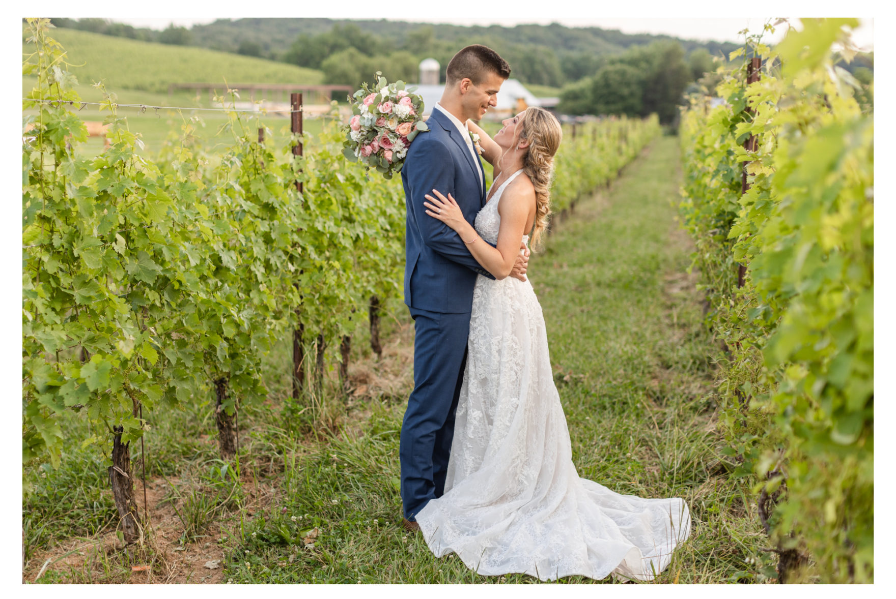 Summer wedding at Black Ankle Winery. Junior best men, gymnast dancing, mauve and navy wedding colors, double rainbow at wedding, sparkler send off
