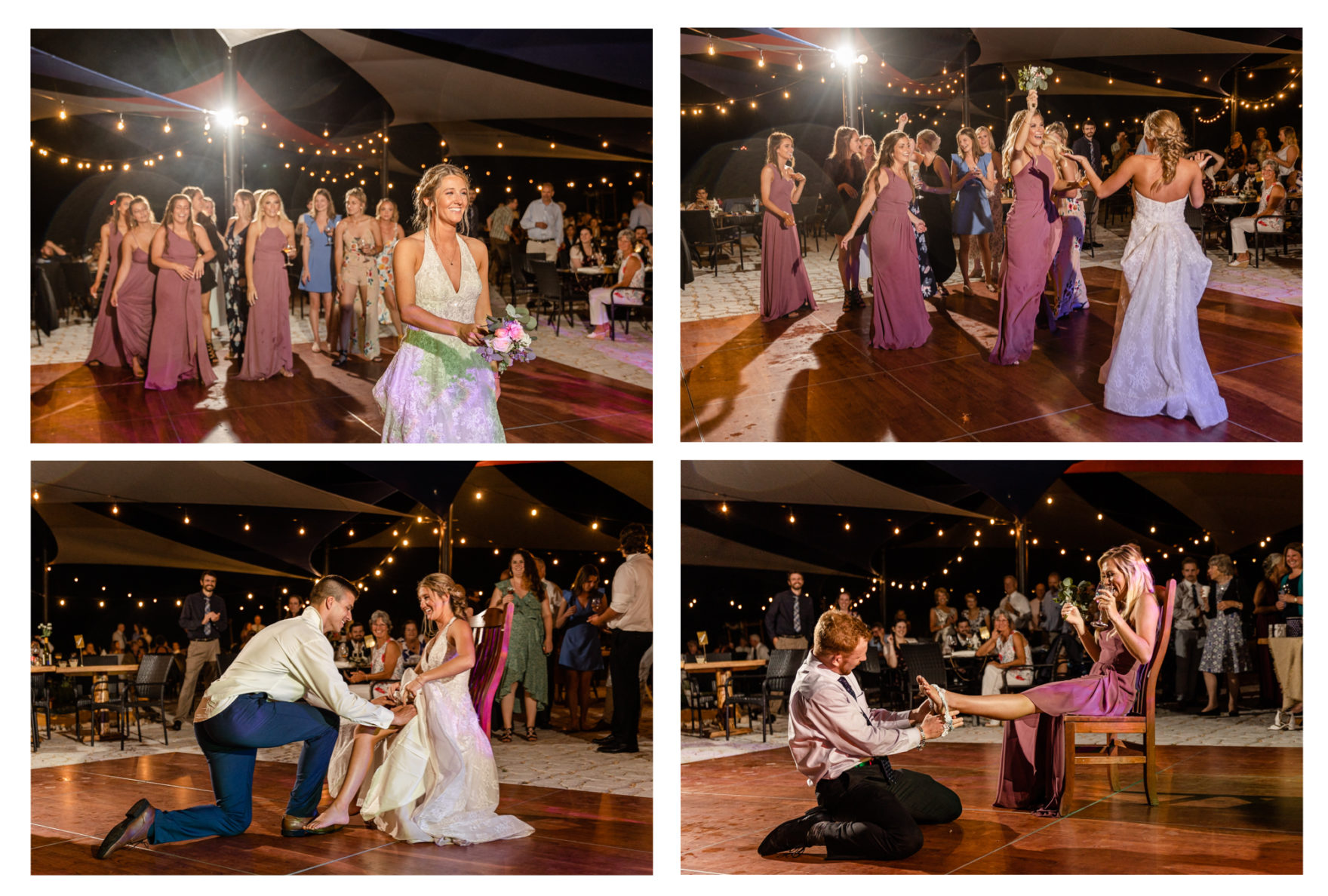 Summer wedding at Black Ankle Winery. Junior best men, gymnast dancing, mauve and navy wedding colors, double rainbow at wedding, sparkler send off