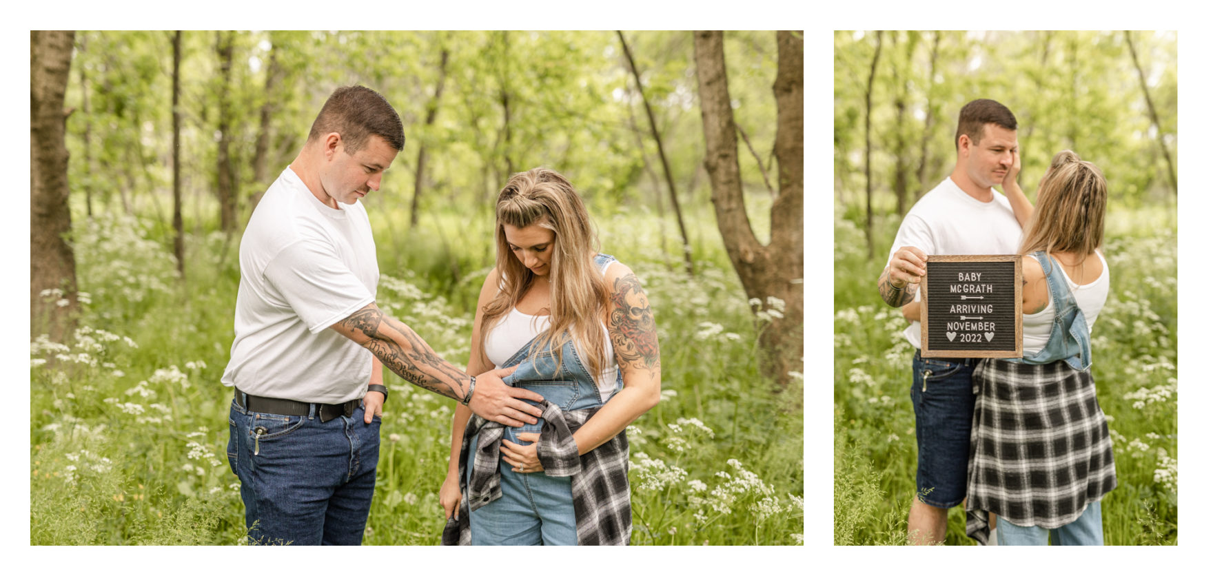 90's theme. 90's photo session. 90's awkward photos. 90's couple photos. 90's couple portraits. 90's couple glamour shots. 90's pregnancy announcement. new pair of genes. Jean overalls. Jorts. Dad Jeans. Mom Jeans. New balances. Awkward Couple Poses. Awkward portrait session. 
